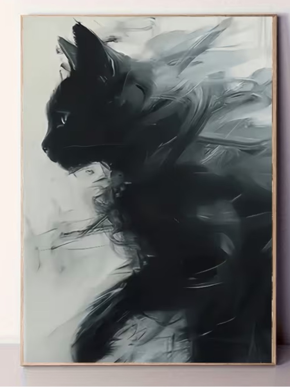Black Cat Wall Art Print - Elegant Pet Decor